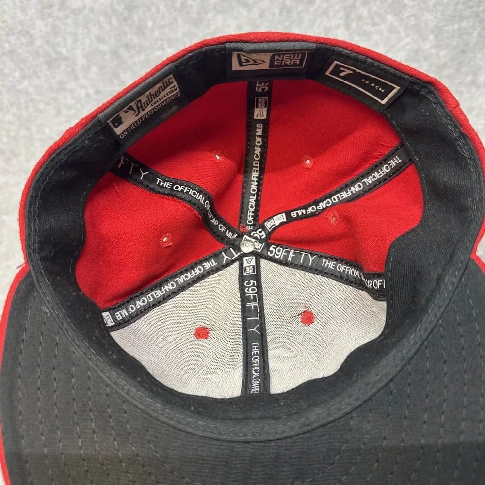 Washington Nationals Hat Cap Fitted Mens 7 Red MLB Baseball New Era‎ DC Logo